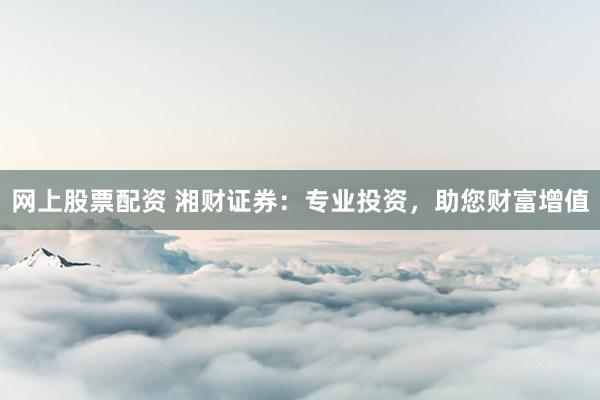 网上股票配资 湘财证券：专业投资，助您财富增值