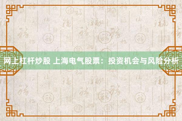 网上杠杆炒股 上海电气股票：投资机会与风险分析