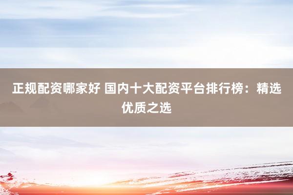 正规配资哪家好 国内十大配资平台排行榜：精选优质之选