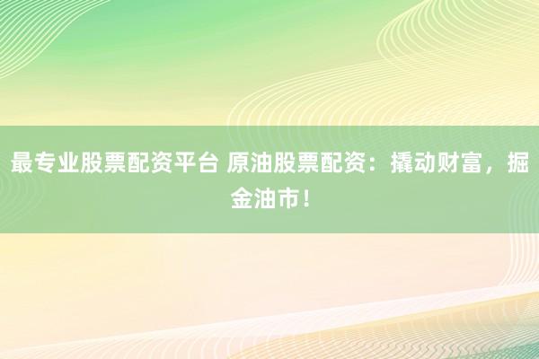 最专业股票配资平台 原油股票配资：撬动财富，掘金油市！