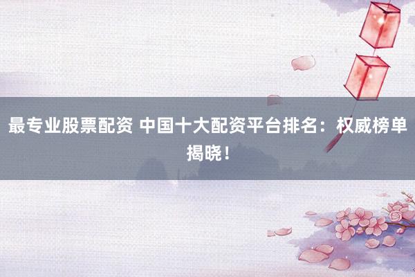 最专业股票配资 中国十大配资平台排名：权威榜单揭晓！