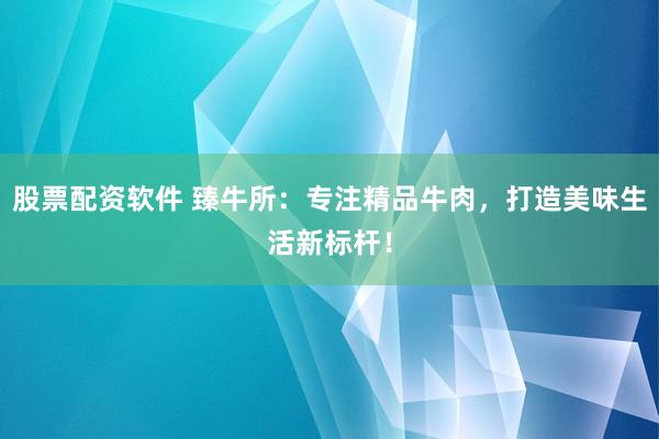 股票配资软件 臻牛所：专注精品牛肉，打造美味生活新标杆！