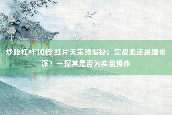 炒股杠杆10倍 红片天策略揭秘：实战派还是理论派？一探其是否为实盘操作