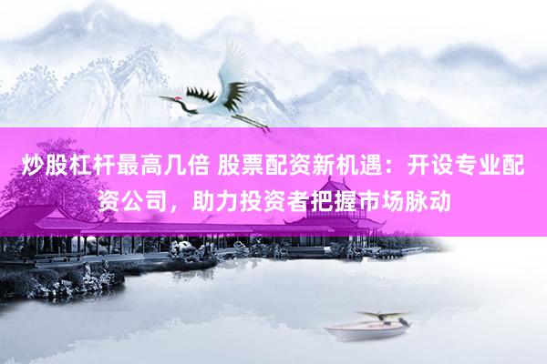 炒股杠杆最高几倍 股票配资新机遇：开设专业配资公司，助力投资者把握市场脉动