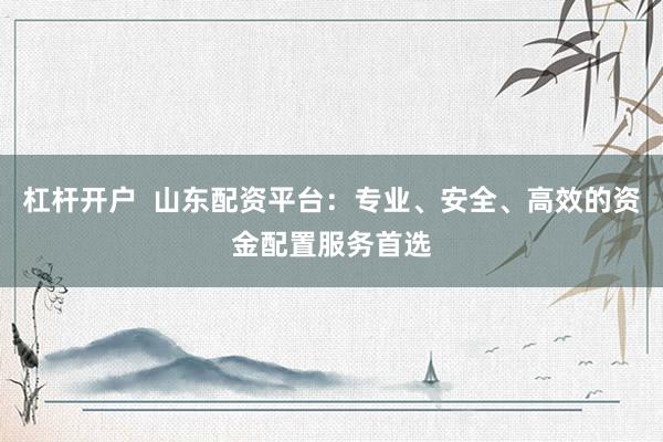 杠杆开户  山东配资平台：专业、安全、高效的资金配置服务首选