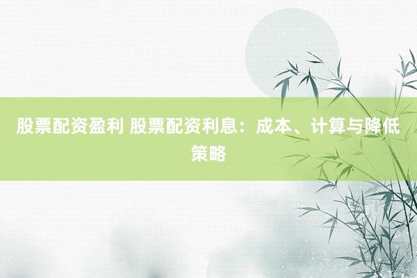 股票配资盈利 股票配资利息：成本、计算与降低策略
