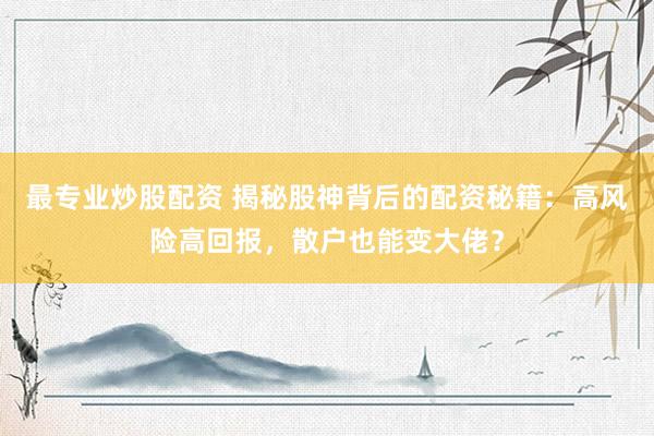 最专业炒股配资 揭秘股神背后的配资秘籍：高风险高回报，散户也能变大佬？