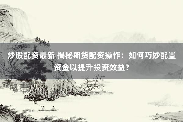 炒股配资最新 揭秘期货配资操作：如何巧妙配置资金以提升投资效益？