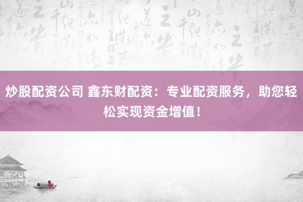 炒股配资公司 鑫东财配资：专业配资服务，助您轻松实现资金增值！