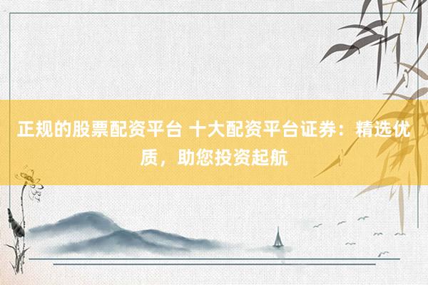 正规的股票配资平台 十大配资平台证券：精选优质，助您投资起航