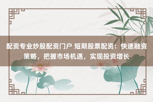 配资专业炒股配资门户 短期股票配资:快速融资策略,把握市场机遇,实现投资增长